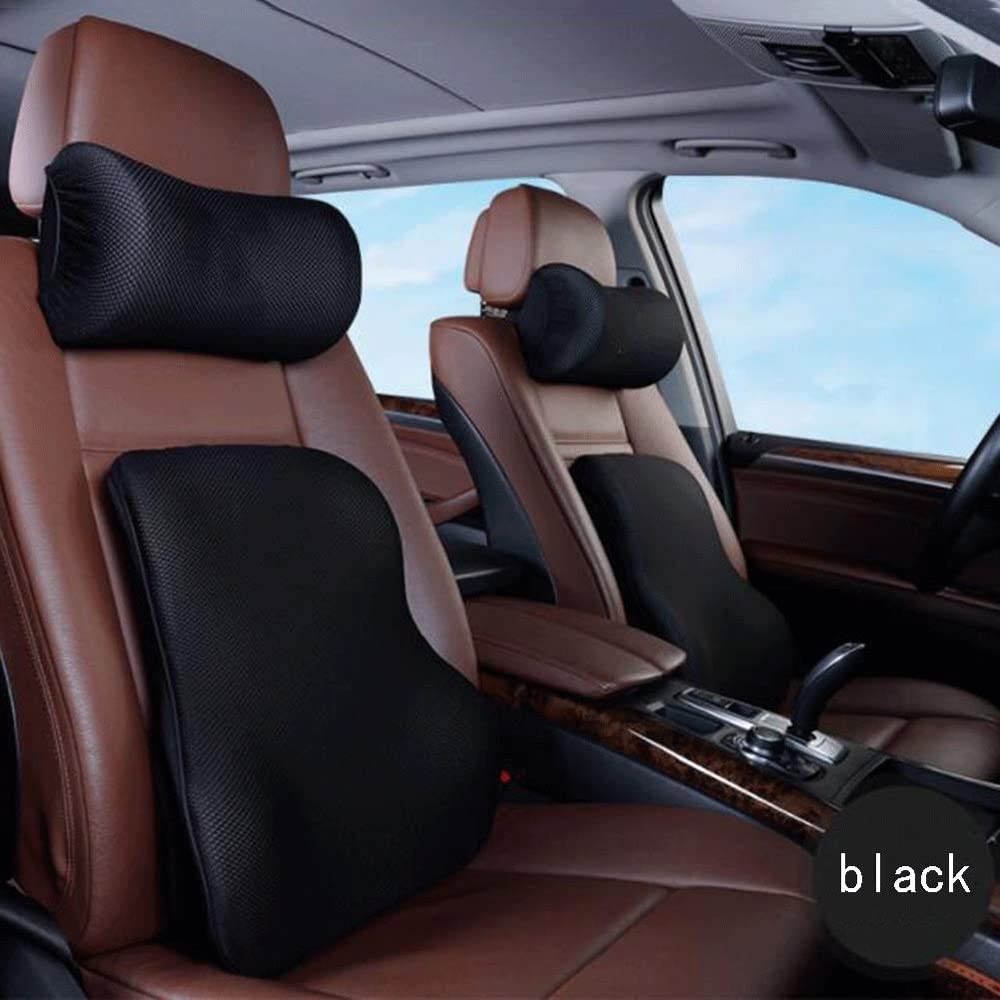 Support Lombaire de qualité supérieure for Coussin Lombaire - Support for Le Dos Complet - Chaise de Bureau Support Lombaire for Voiture Noire - Dos orthopédique en Mousse à mémoire de Forme -