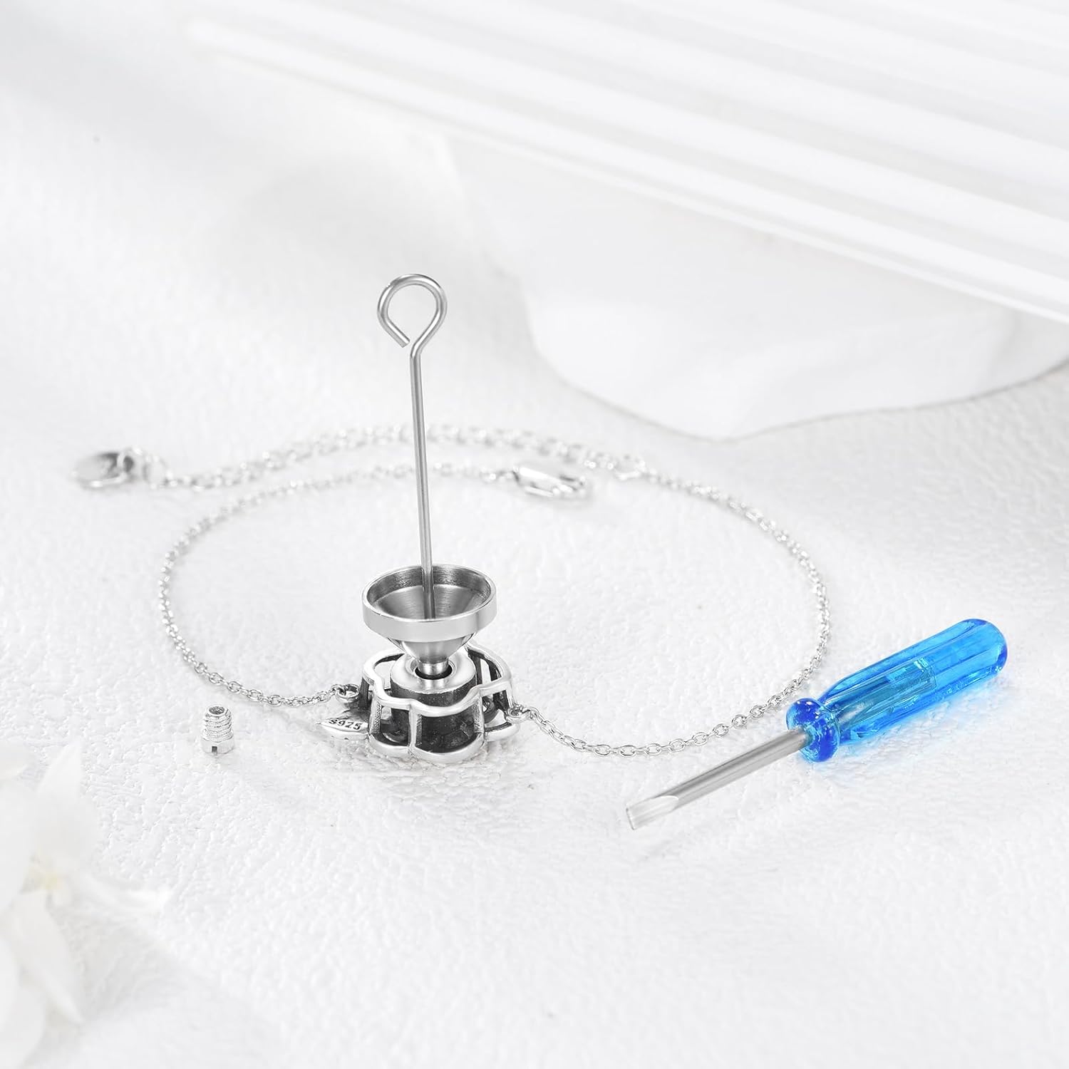 Rose Urn Bracelet for Ashes 925 Sterling Silver Rose Flowers Cremation Jewelry for Ashes Keepsake Bracelet for Women Mom - Image 5