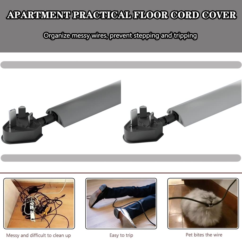 Protector de cable de suelo con diseño semicircular para una gestión segura y ordenada de cables en la oficina en casa