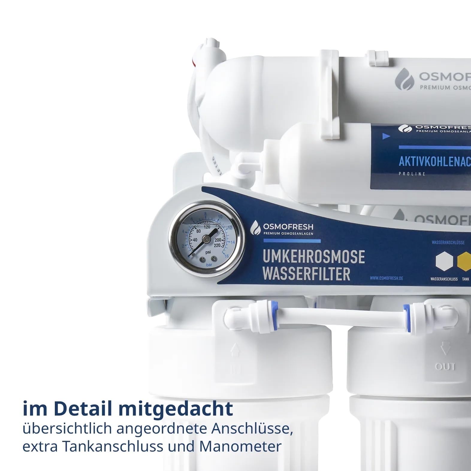 OsmoFresh Osmoseanlage Proline X3 | 600 GPD | 1,6l/min | unter Spüle | mit Osmosehahn | vom Premium Hersteller