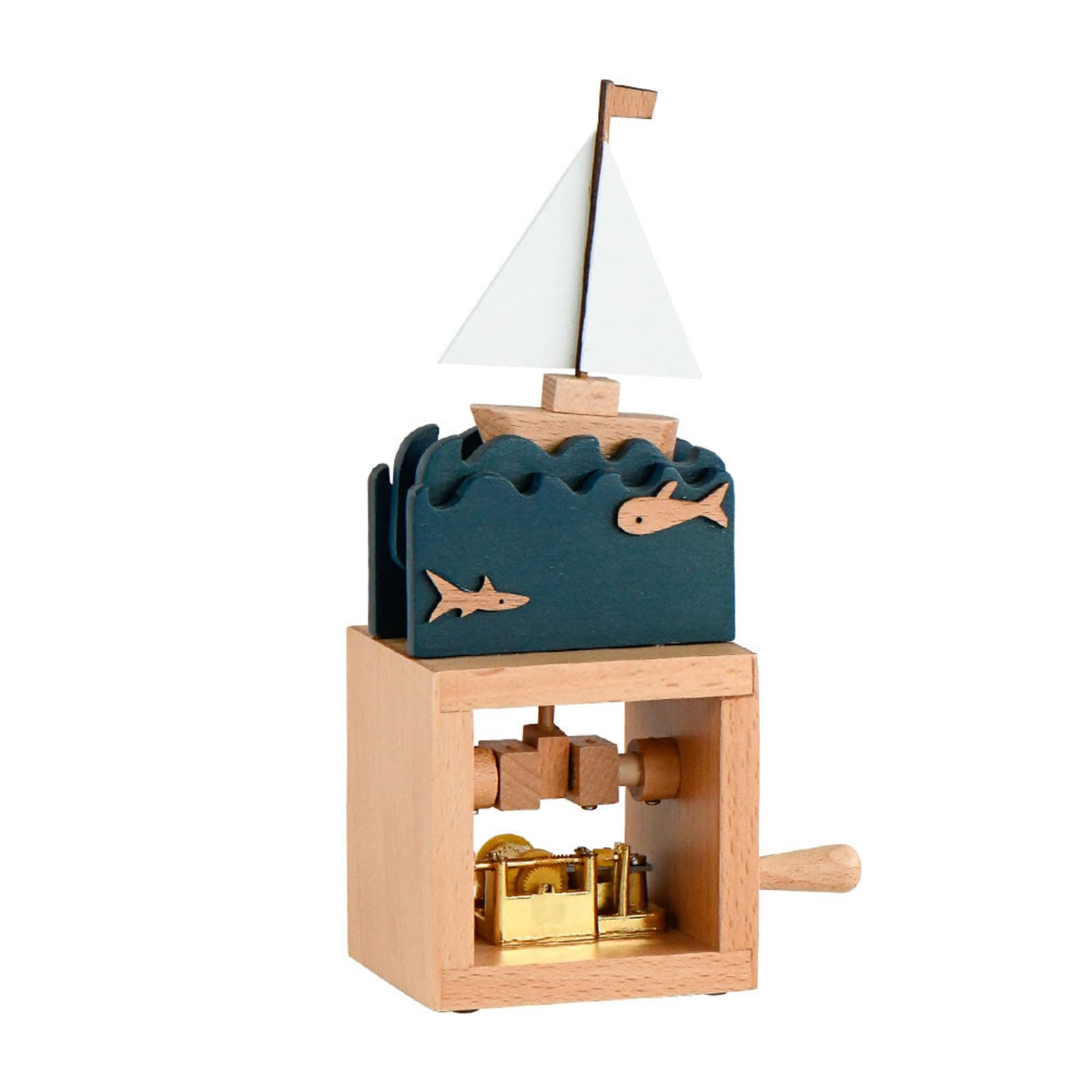 Caja de música de madera de manivela con figura de animal de dibujos animados de bailarina clásica, adorno musical para decoración del hogar, caja de música coleccionable