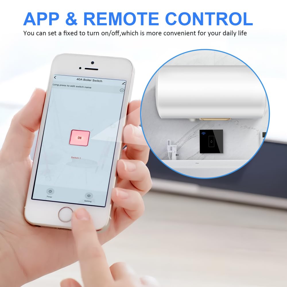 Acmerota Smart Touch Boilerschalter 40 A – WLAN, Zeitschaltuhr, Kompatibel Mit Alexa & Google Home, Weiß