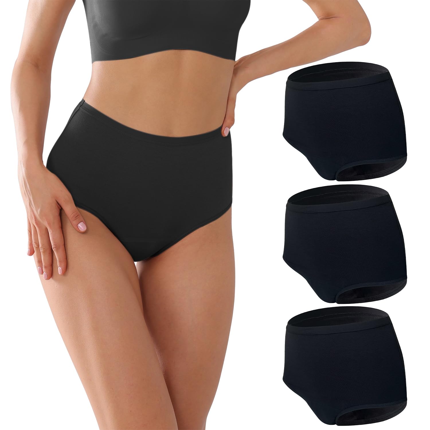 KARSWATT Washable Women High Rise Urinary Incontinence Underwear Leakproof Postpartum Panty Bladder Leak Protection 3 Pack