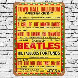 Henson 1963 The Beatles in Abergavenny Traditional Vintage Tin Sign Logo 12 * 8 Advertising Eye-Catching Wall Decoration - Les Beatles, Paul McCartney, John Lennon, RIngo Starr, George Harrison