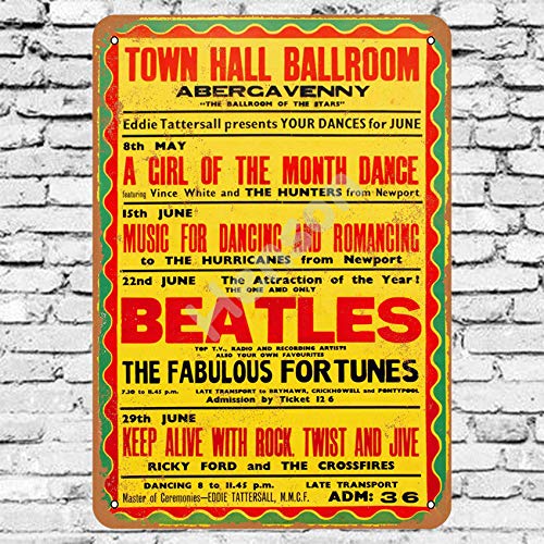 Henson 1963 The Beatles in Abergavenny Traditional Vintage Tin Sign Logo 12 * 8 Advertising Eye-Catching Wall Decoration - Les Beatles, Paul McCartney, John Lennon, RIngo Starr, George Harrison Henson 1963 The Beatles in Abergavenny Traditional Vintage Tin Sign Logo 12 * 8 Advertising Eye-Catching Wall Decoration