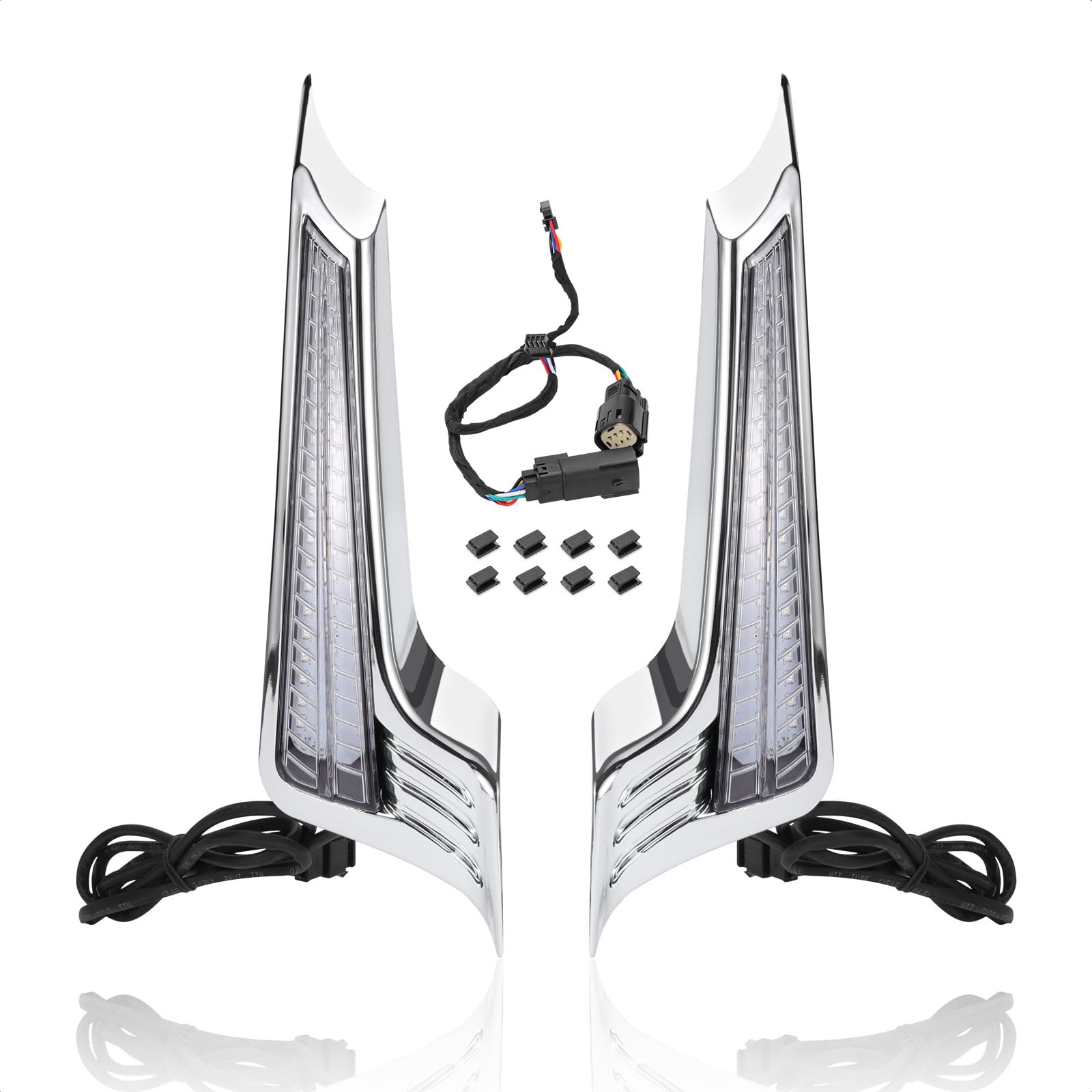 Bravema Motorcycle Rear Fender Filler Panel LED Lights Brake Lamp Turn Signals Fit for Harley Touring Steet Glide Road Glide 2014-2023 (Silver Housing