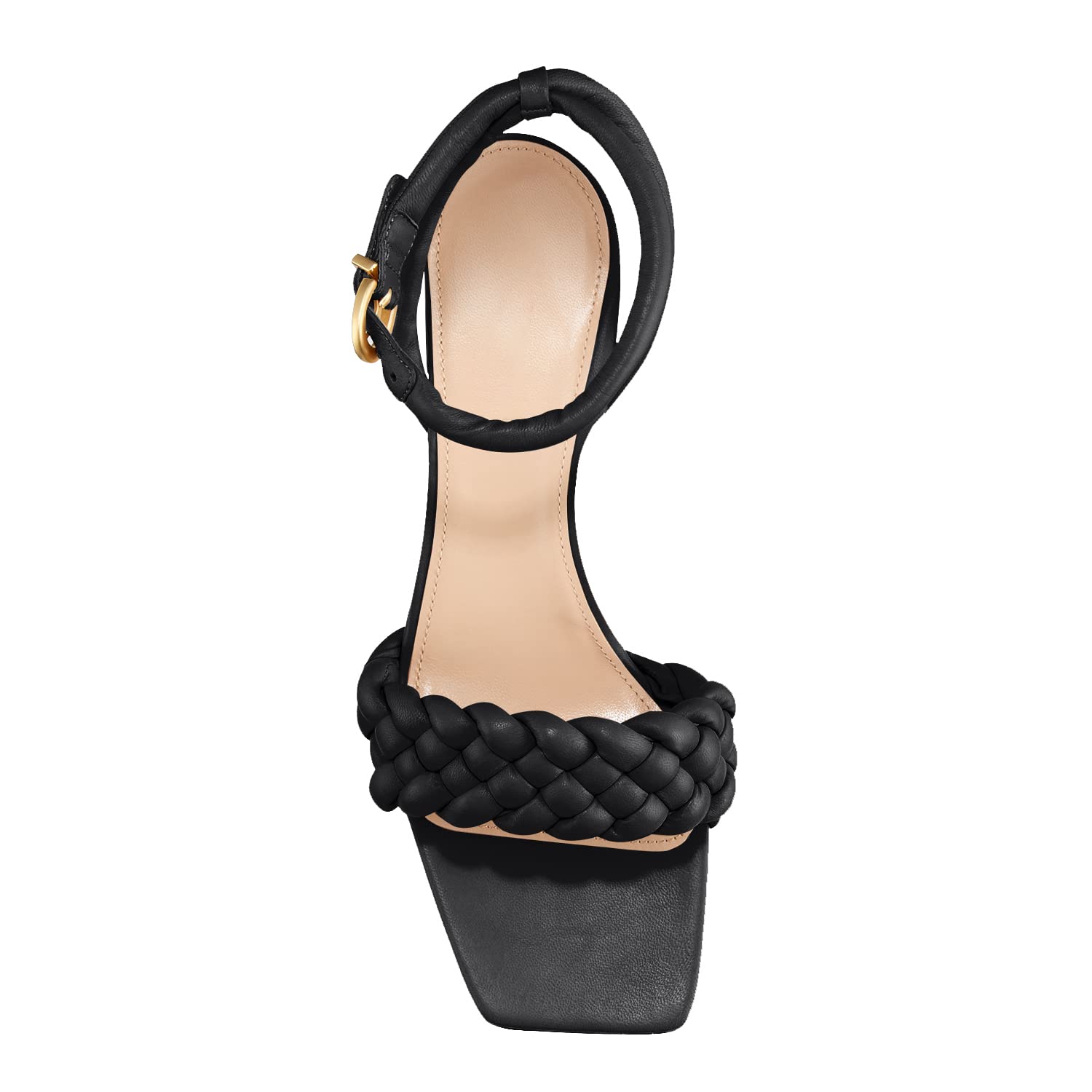 Rilista Women's Braided Ankle Strap Heels Square Open Toe Block Low Heel Sandals