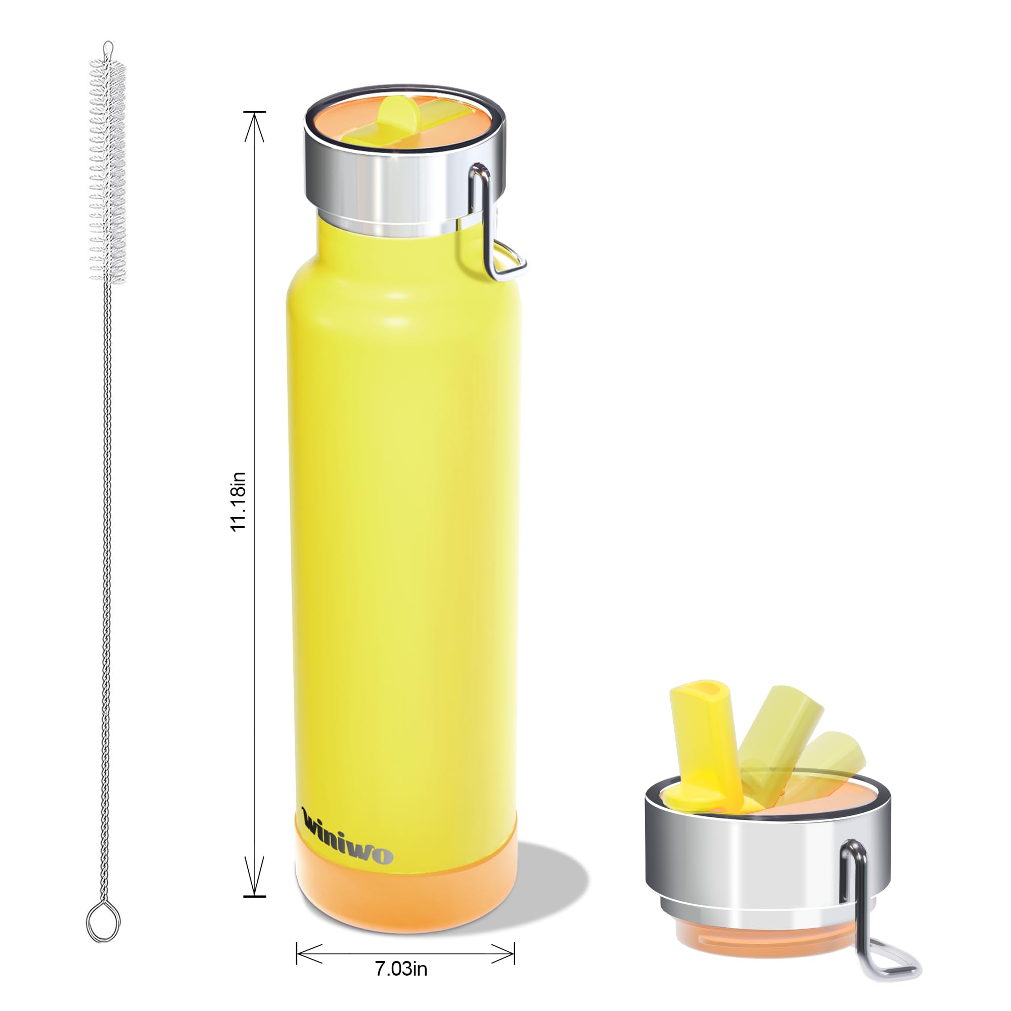 WINIWO 24 Oz Halloween Insulated Water Bottle - Stainless Steel, Flip Straw, Leakproof, Fits Cup Holders, Ghost Pumpkin Design - View #3