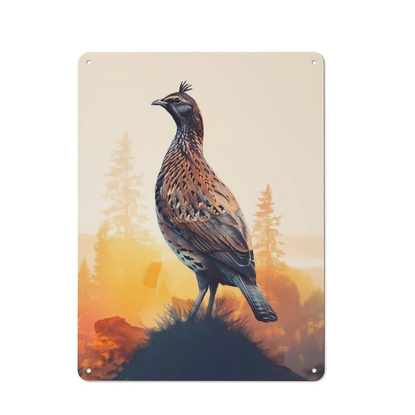 Junmoney Quail Bird Tin Sign 40X30cm With For Workshop Wall, Rustic Decor, Autumn Room Decor For Fans Of Metal Wall Signs