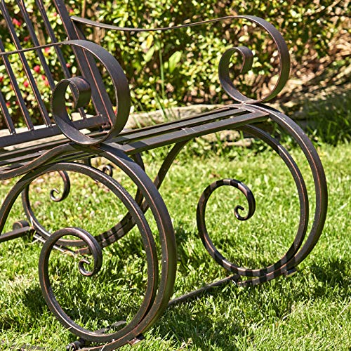 Zaer Ltd. Outdoor Metal Rocking Arm Chair/Bench (Arm Chair, Bronze) #TOP4