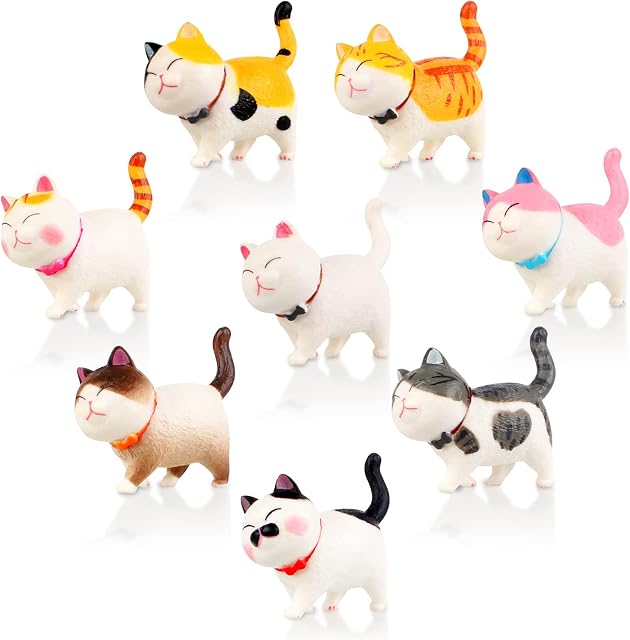 Guichangkai 8 Pcs Realistic Cat Figurines, Realistic cat Figures Toy Set, Educational Kitty Figures Toy Set for Kids Boys Girls Cat Lover