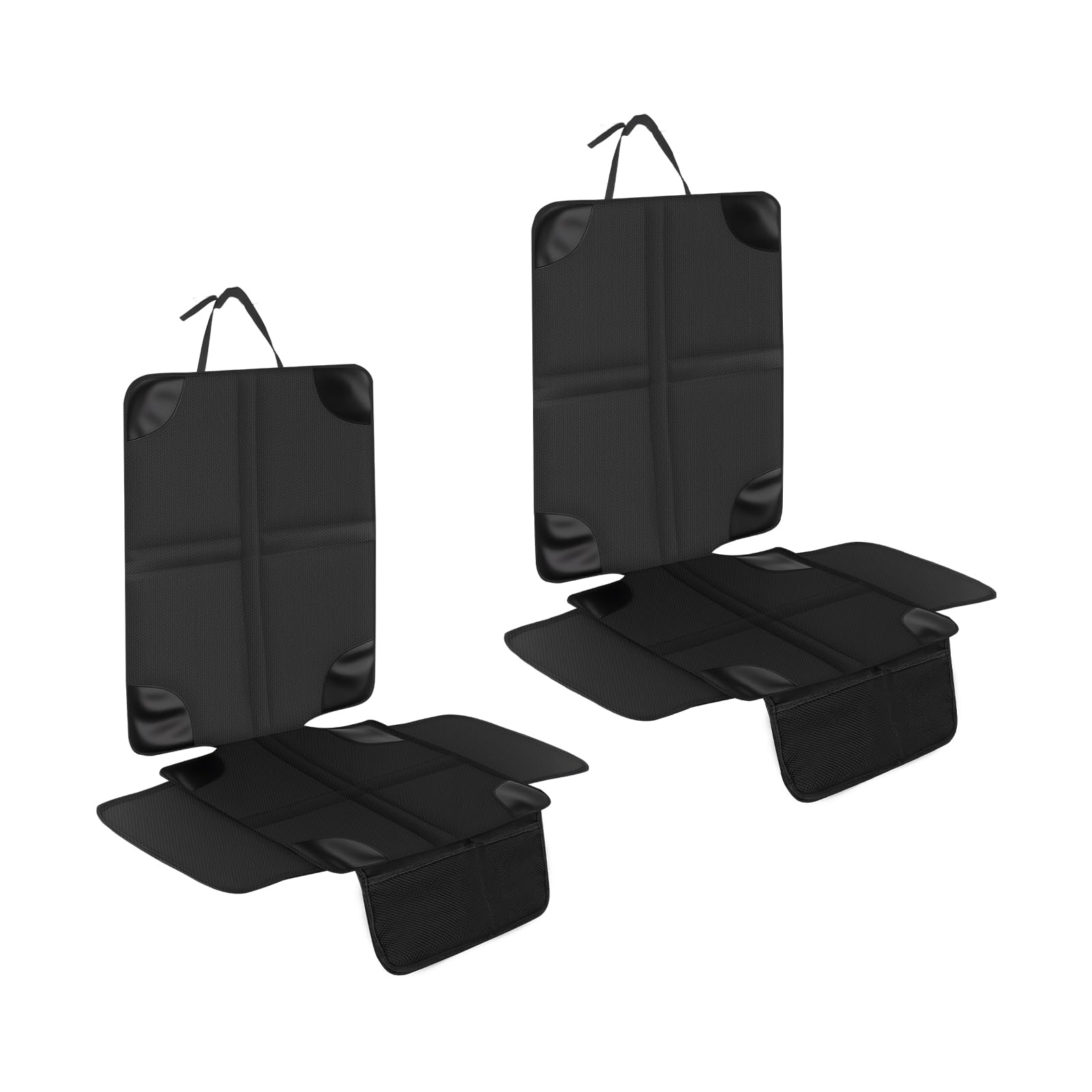 M.J COMFY-LIFE 4pcs Car Seat Protectors,Leather Seats Protectors For Child Car Seats With Non-Slip Bottom Waterproof Large Mesh Pockets (black)