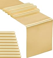 Hahuho 10-Pack Light Gold Satin Table Runners 12x108 Inch - Seamless Wrinkle-Free for Weddings, Parties, Banquets