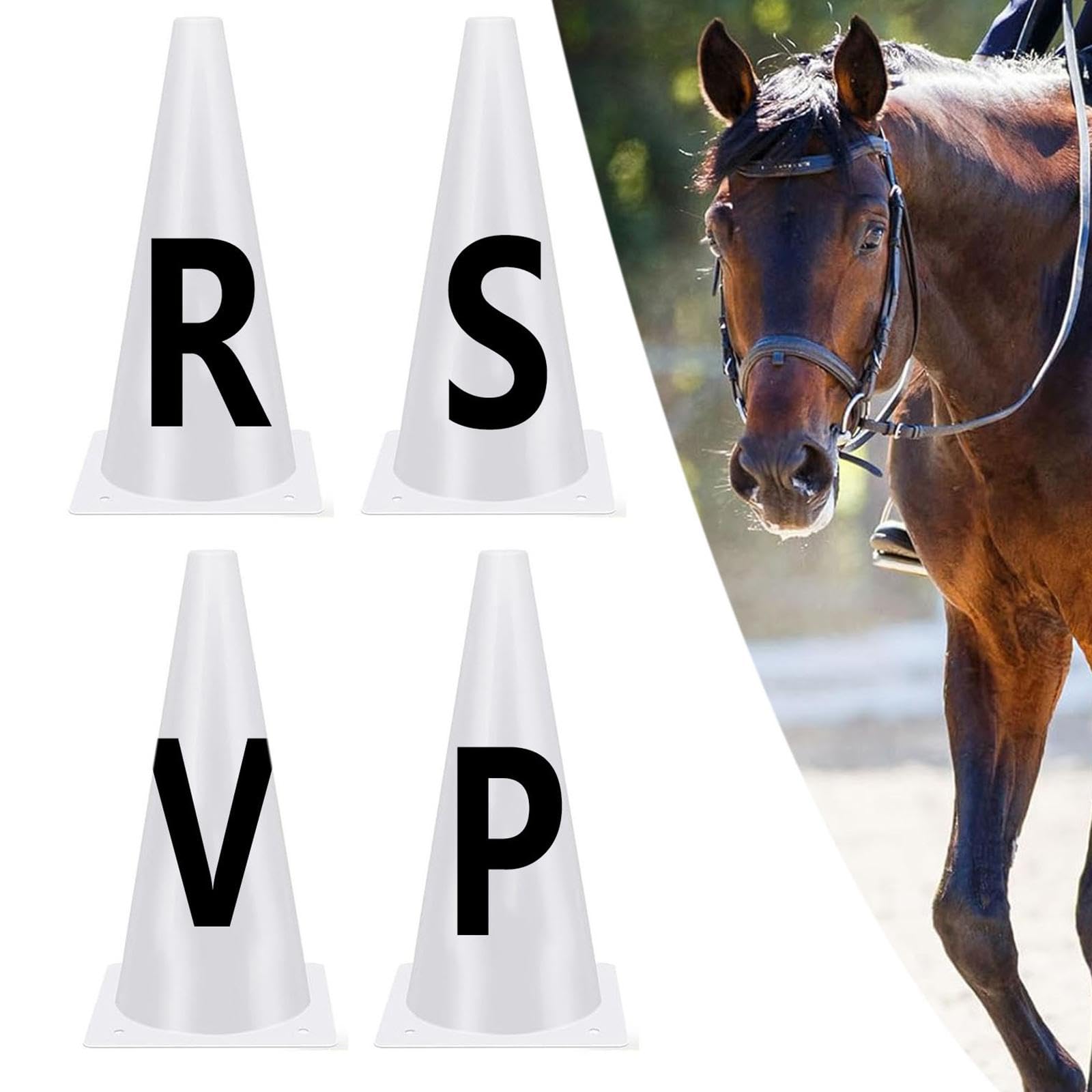 jojomis 4X Dressage Cones Letters Set for Equestrian Training, Sturdy Lightweight Equipment for Horse Shows and Stable Practice
