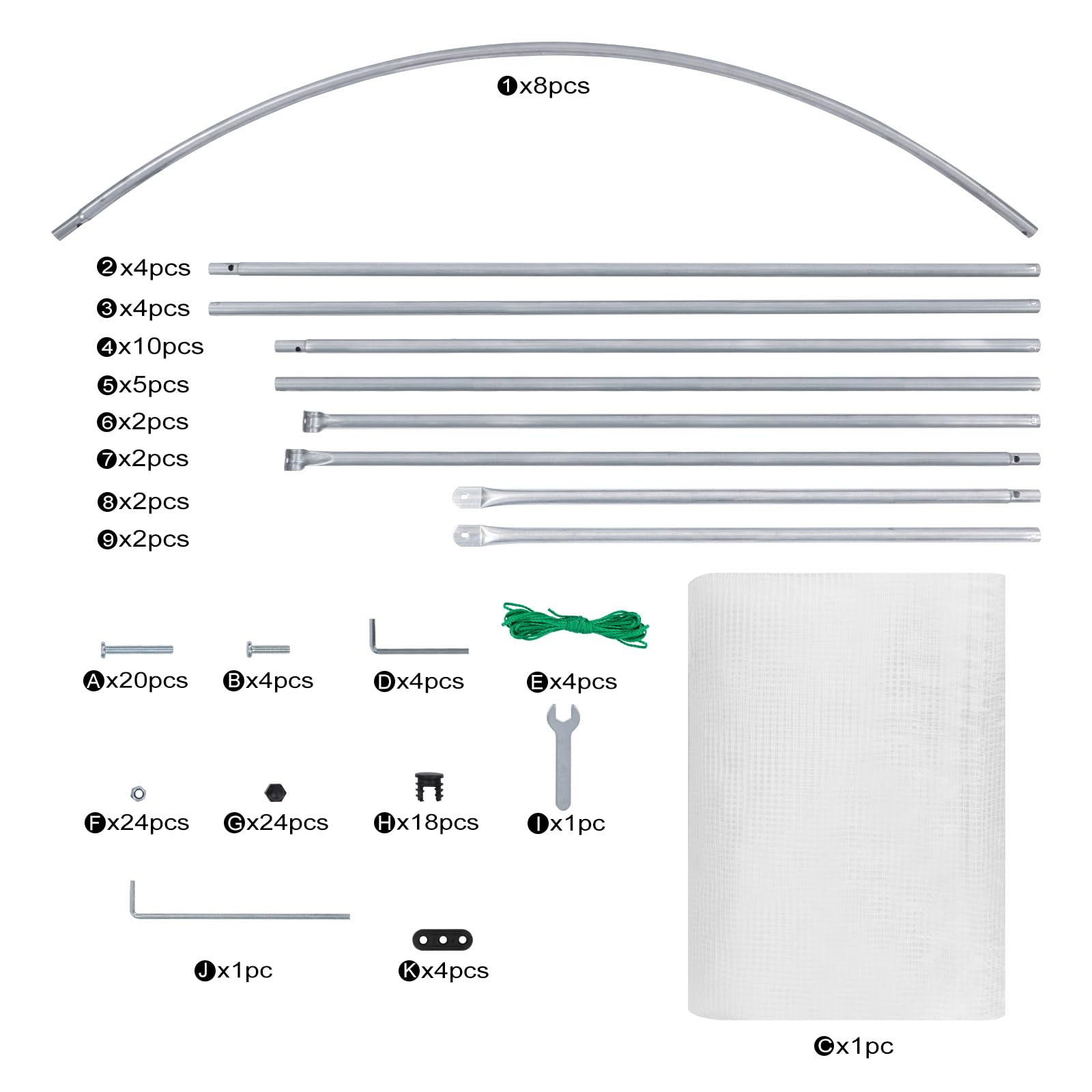 WOLTU Invernadero para Jardin, Invernaderos de Huerto, con 1 Puerta y 6 Ventanas, 200x300x200 cm, Tubos de Acero Resistentes, Cubierta de PE 140g/㎡, Blanco
