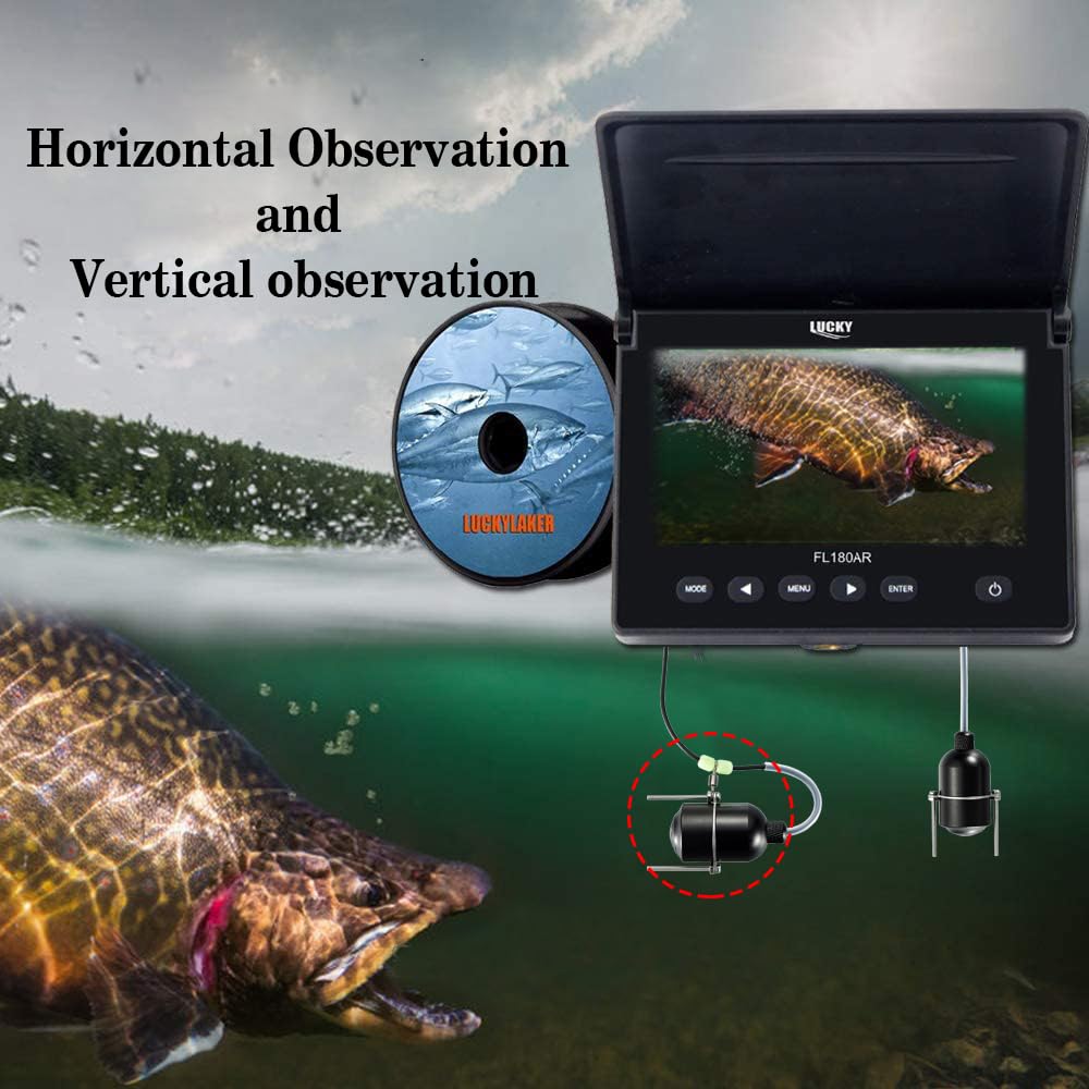 LUCKY Caméra de Pêche sous-Marine DVR détecteur de Poisson sous Marin Infrarouge LED caméra de pêche Portable Moniteur LCD pour Kayak Bateau Détecteurs de Poissons et Profondeur