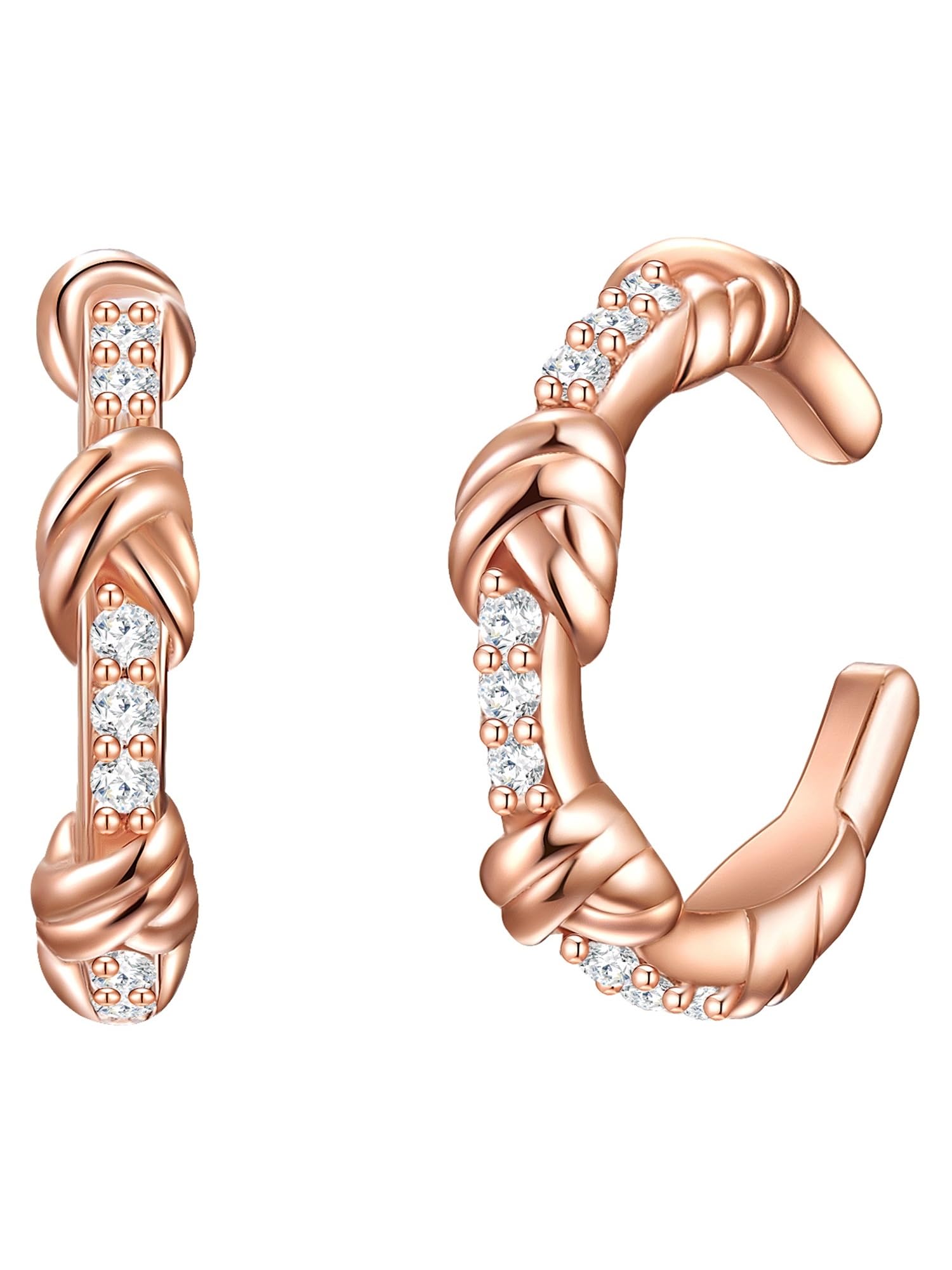 Glanzstücke München Damen Ohrringe 925/- Sterling Silber roségold | rosévergoldet 18 Karat, Ohrklemme, Zirkonia, weiß, 2 Stück