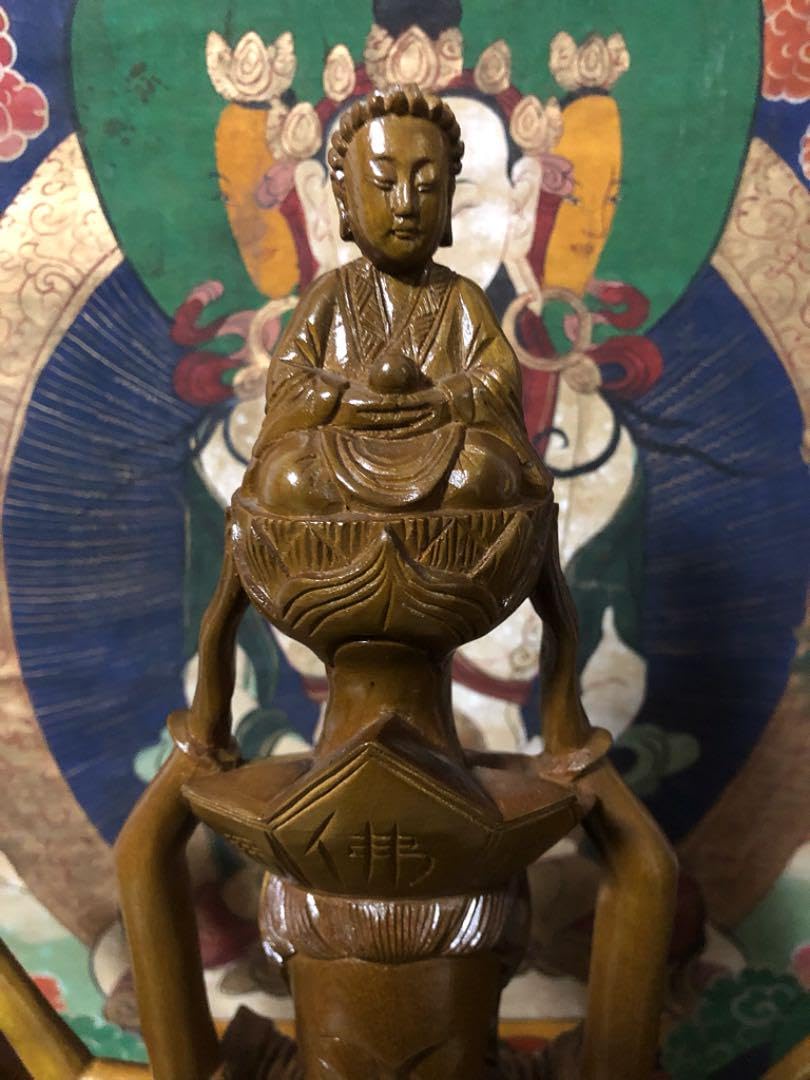 仏教美術 如来像持ち 千手観音像 緑木 蓮台 仏像   42.5㎝ Amazon.co.jp: 仏教美術 如来像持ち 千手観音像 緑木 蓮台 仏像