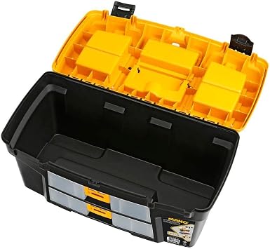Mano Ro/21 Organizerli Çekmeceli Plastik Kilitli Takım Çantası, Polipropilen, Siyah/Sarı, 21 ’’