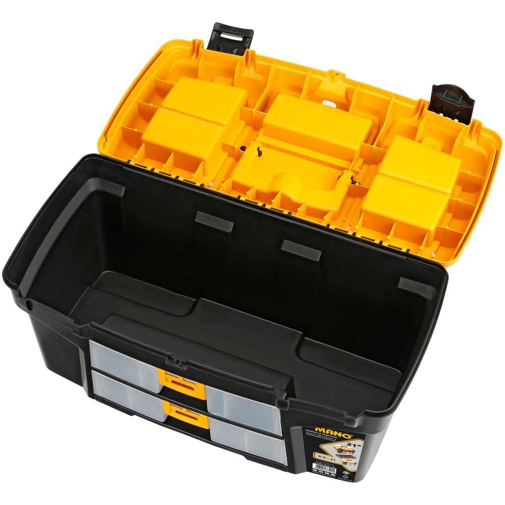 Mano Ro/21 Organizerli Çekmeceli Plastik Kilitli Takım Çantası, Polipropilen, Siyah/Sarı, 21 ’’