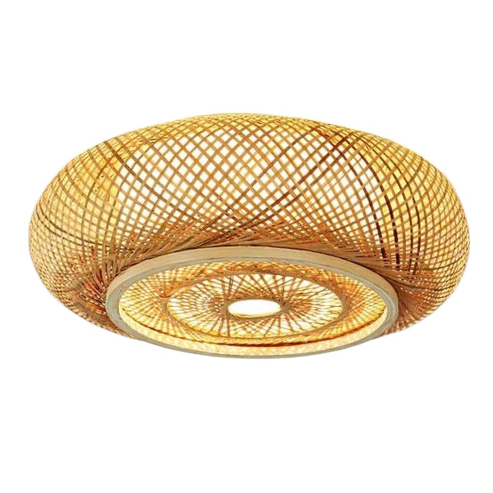 OZBMA 1 Pack Semi Flush Mount Ceiling Light, Handmade Woven Pendant Light Chinese Style Bamboo Wicker Spot 50cm Shade Lampshade Fitting for Farmhouse (size_name 50cm)