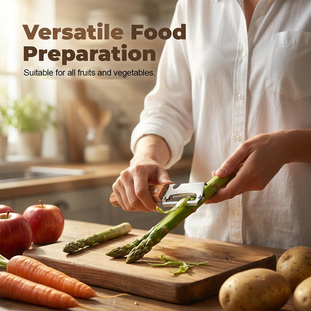 Pelapatate nuovo modello 2026, Pelapatate Ergonomico e Affettatrice per Frutta, Lama Affilata per Carote, Mele, Kiwi, Arance, Utensile da Cucina Facile da Impugnare (2PCS) - 5