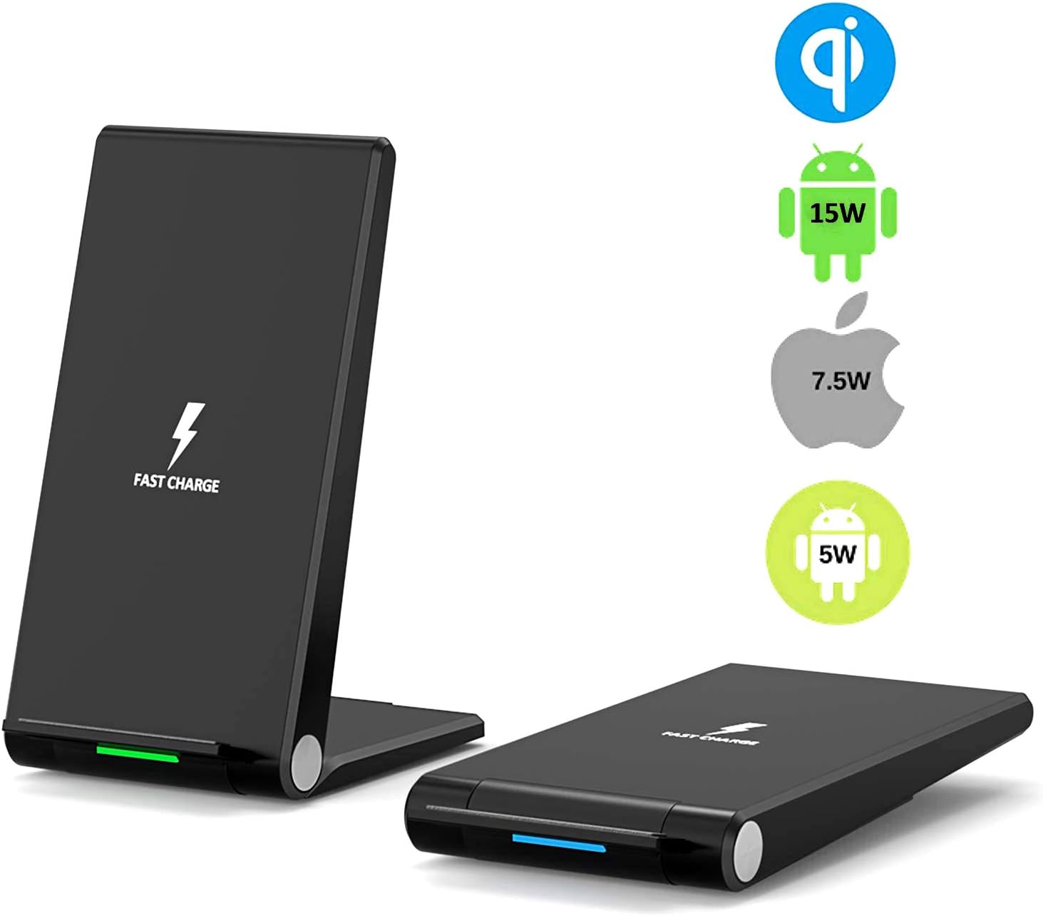 15W Fast Wireless Charger, Foldable Qi Wireless Charging Pad Stand Compatible iPhone XS Max/XS/XR/X /8/8 Plus, Galaxy S10/S10+/S9/S9+/S8/S8+, and All Qi-Enabled Phones