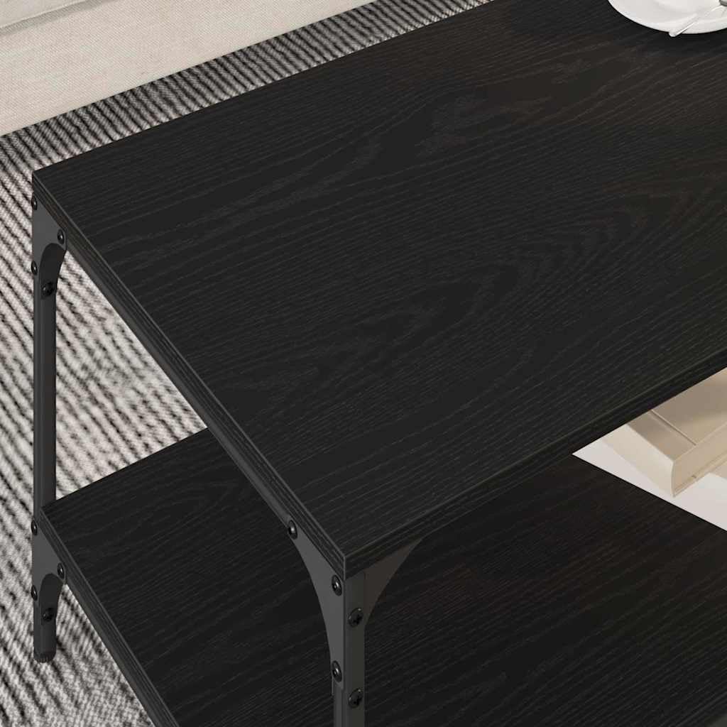 Mesa de centro con aspecto de roble negro, 81 x 50 x 40 cm, de material de madera con 1 estante, diseño moderno, resistente y duradera, para salón, oficina, pasillo