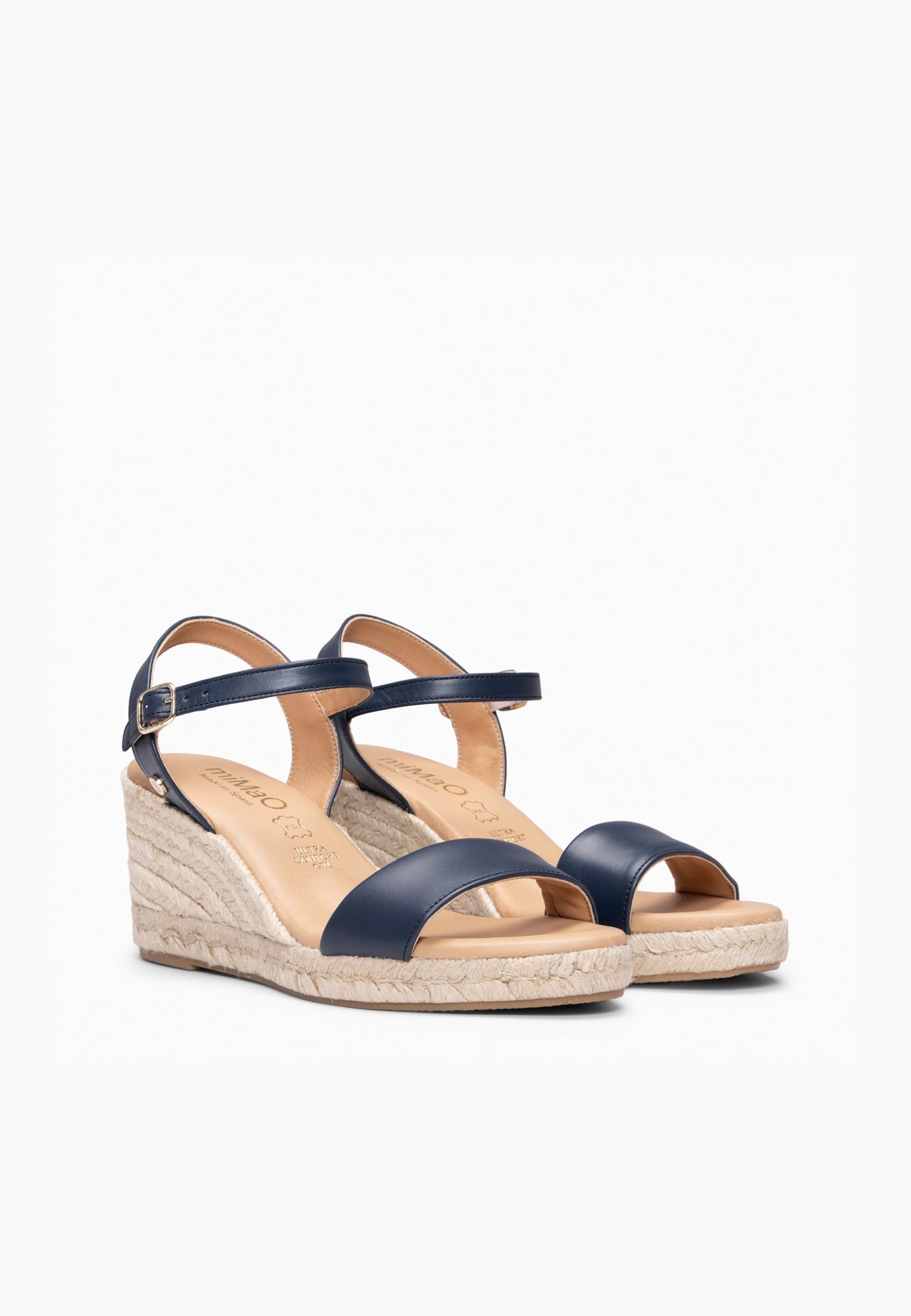 miMaO. Sandales style espadrilles à talon compensé. Fabriquées en Espagna