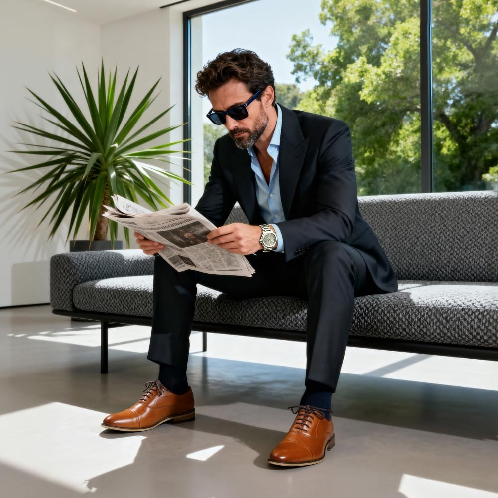 Bruno Marc Men's Lace Up Soft Cap-Toe Formal Dress Shoes - Image 2