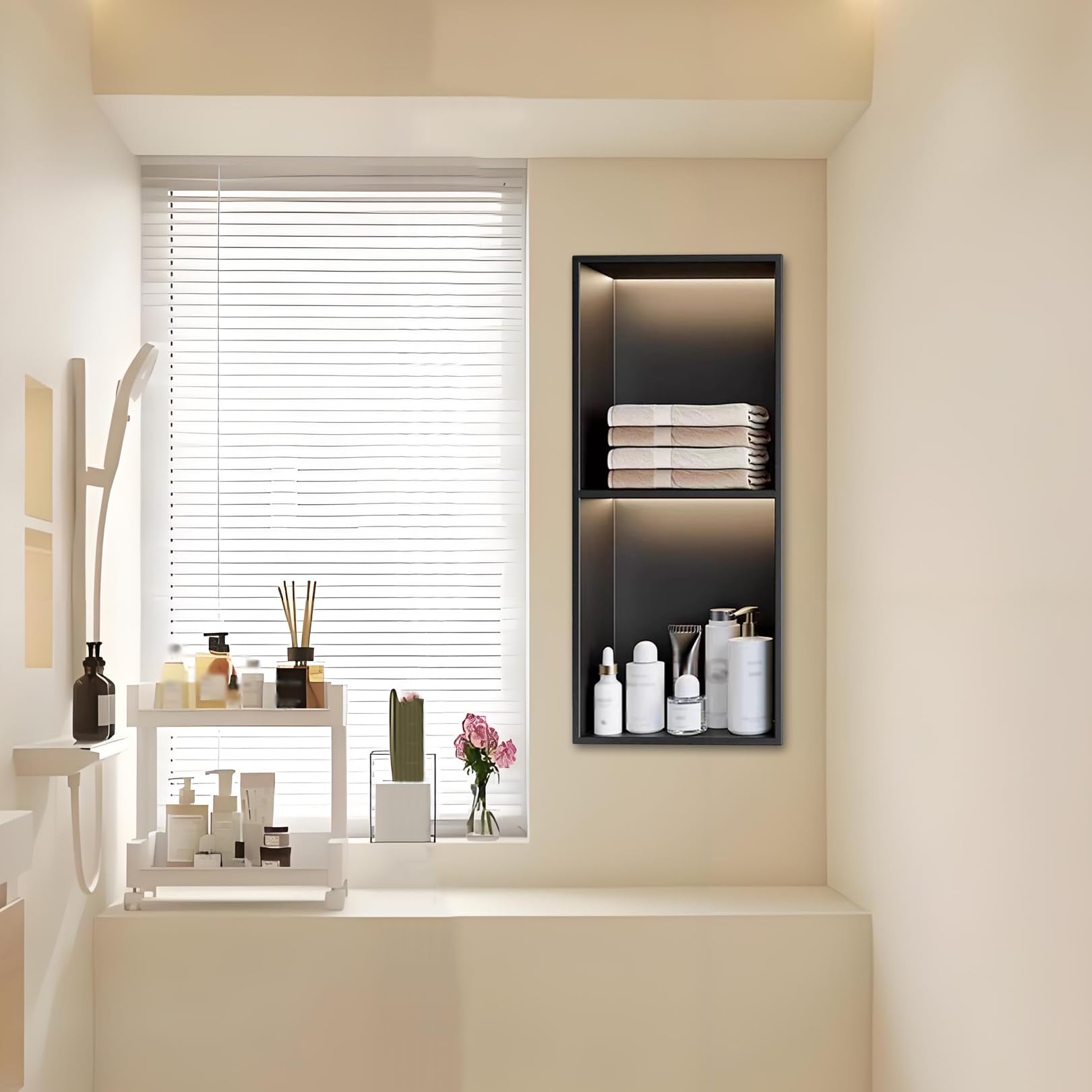 Niche de douche LED en acier pour placard de cuisine et décoration murale de salon