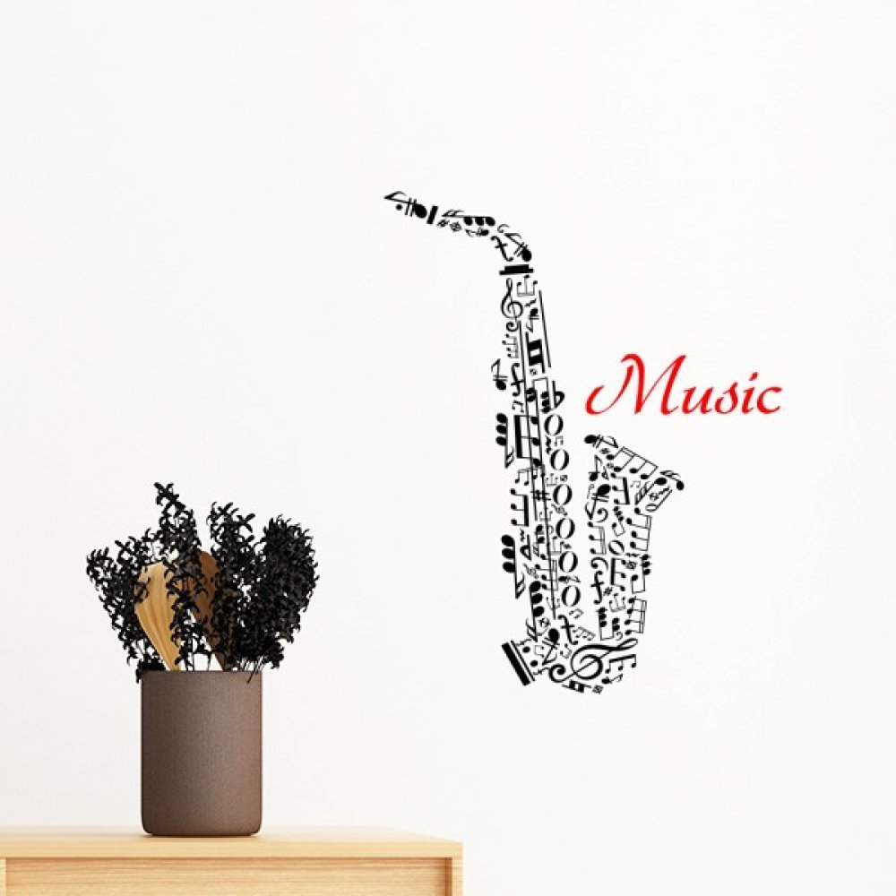 Sticker mural saxophone de 40cm amovible pour décorer sans laisser de trace