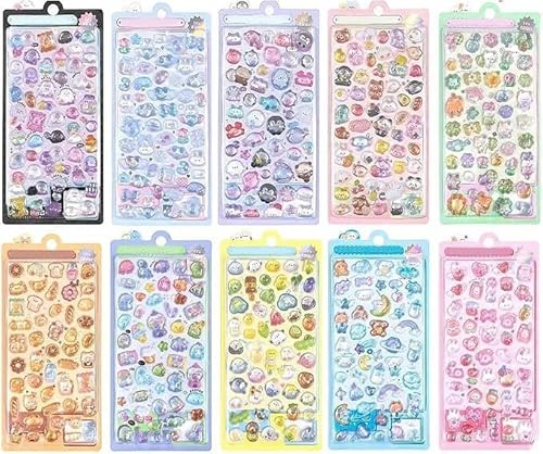シール 可愛い10枚セット 立体 ごほうびシール DIY用 キラキラな 女の子 デコシール女の子 携帯電話飾り用手帳用 日記帳用 貼り付け可能 手芸用品のサムネイル