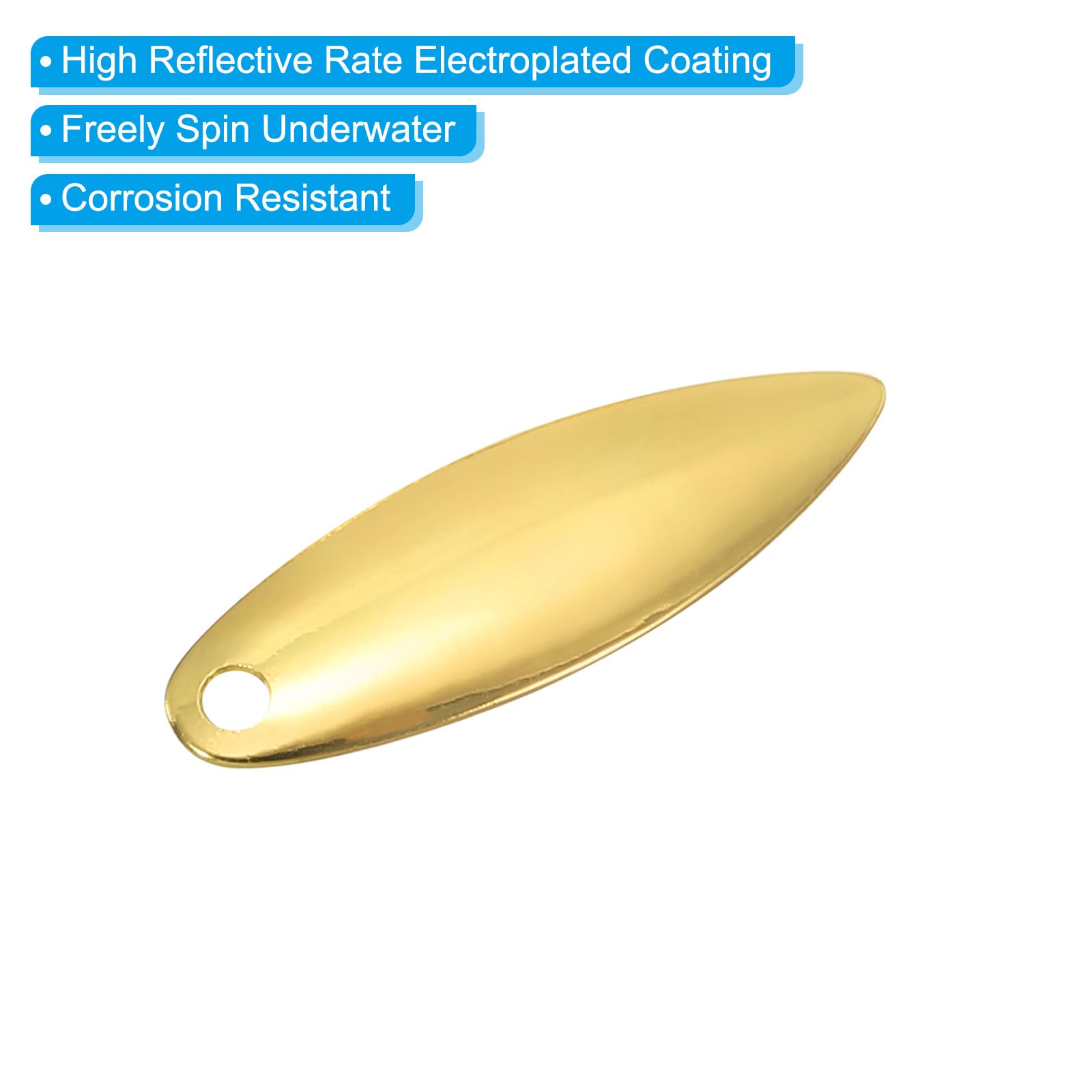 PATIKIL Fishing Lure Blades 1x0.3", 50 Pack Willowleaf Lure Making for DIY Bait, Golden - Image 4