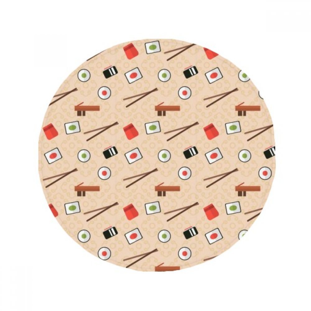 Tapis de sol rond 80cm motif japonais sushi pour plancher salon