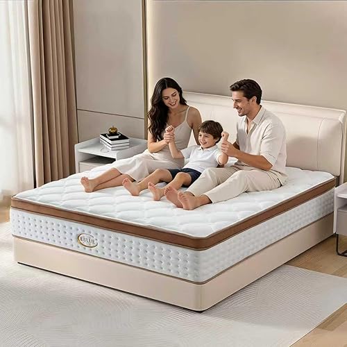 Colchón tamaño King de 14 pulgadas, colchón híbrido de espuma viscoelástica en una caja, firmeza media con soporte de bobinas de bolsillo zonadas y