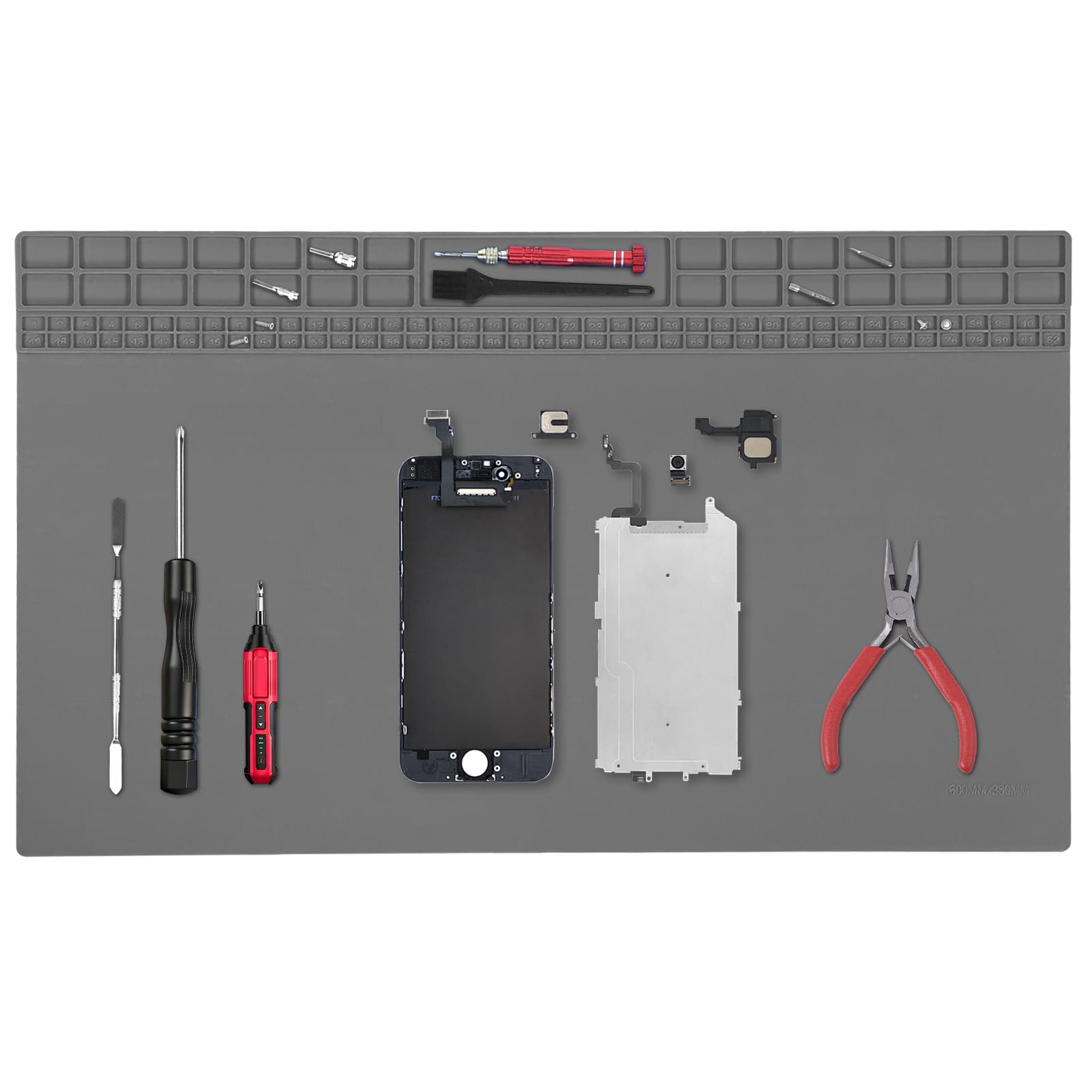 Extra Large Silicone Soldering Mat, Silicone Electronics Work Mat 60x35cm, 500โ Heat-Resistant Repair Pad for Electronic, Phone Laptop Watch Repair(Gray)