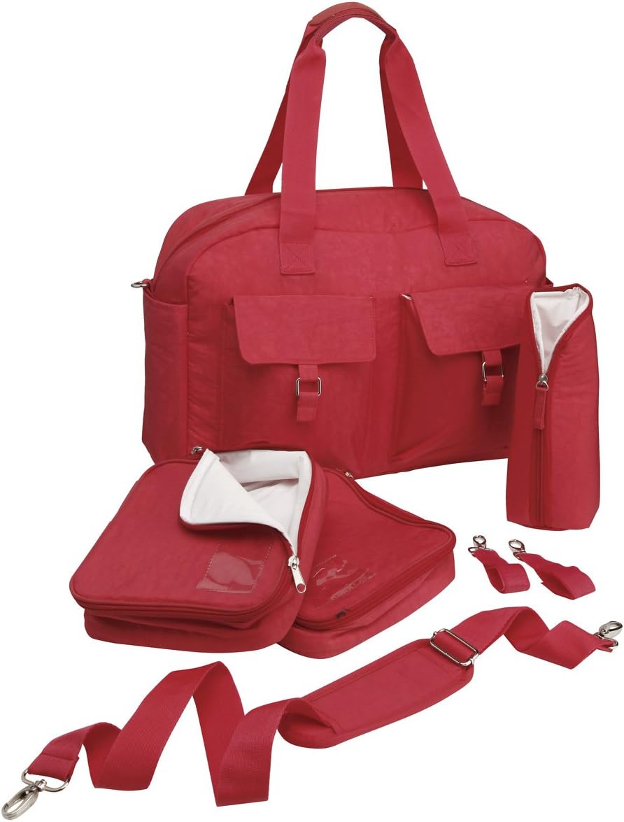 Buddy Bob Baby Nappy Changing Bag Multi-functional Adjustable Straps for Any Pram with Insulated Organisation Pods 4pcs 30x46x15cm (Coral)