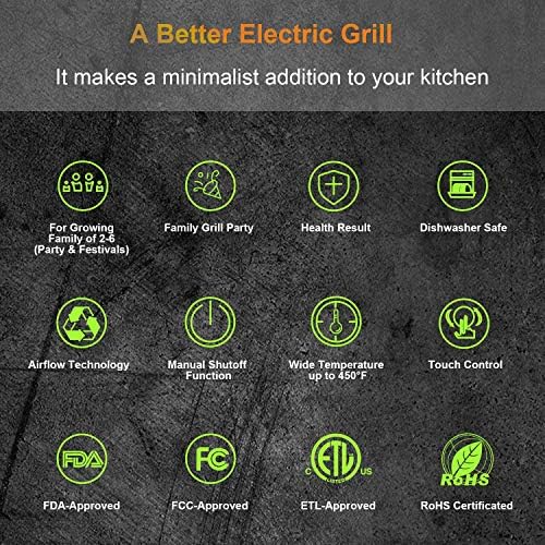 KCZAZY Electric Smokeless Grill with Glass Lid, Indoor and Outdoor Use, Grill and Griddle Plates Removable, Portable BBQ Grilling & Searing, Dishwasher Safe, Included Cookbook, Gift Box (Exclusive)