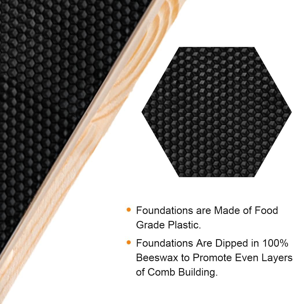 20 Pack Honey Bee Frames with 100% Beeswax Coated Food Grade Foundation Sheets, Complete Unassembled Medium Super Beehive Frames and Foundations - Image 2