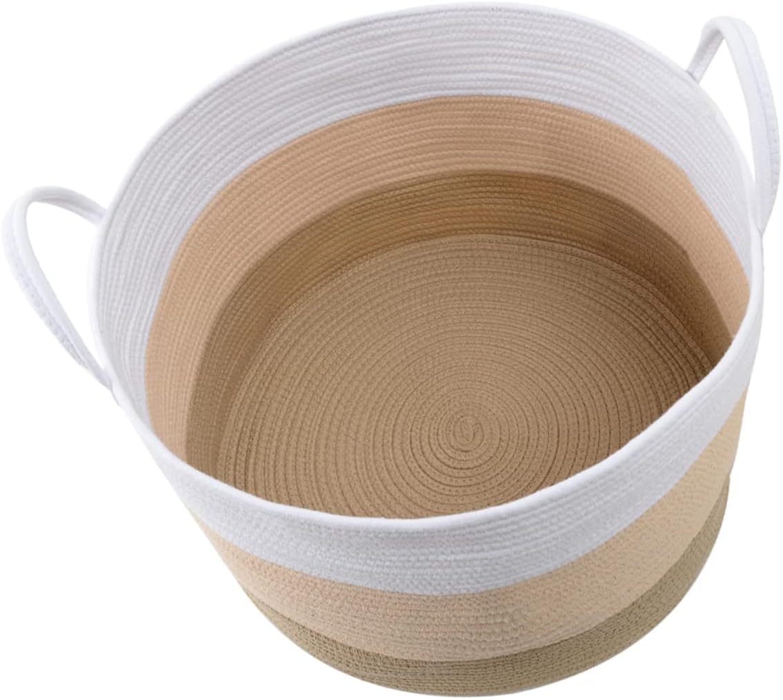 1pc Large Cotton Rope Storage Basket Versatile Laundry Hamper Organizer for Toys Blankets Sundries Neutral Color Multiuse Design for Tidy Homes