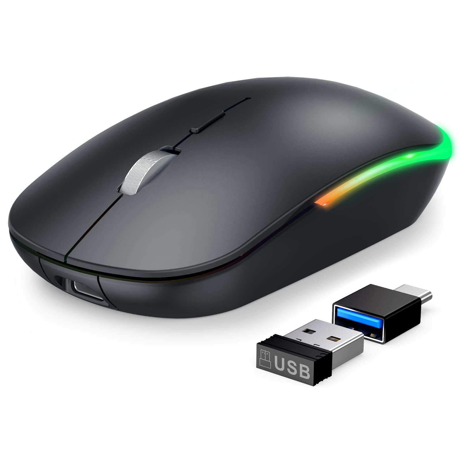 Buy RGB Wireless Mouse, Rechargeable Quiet Silm Computer Mouse with USB