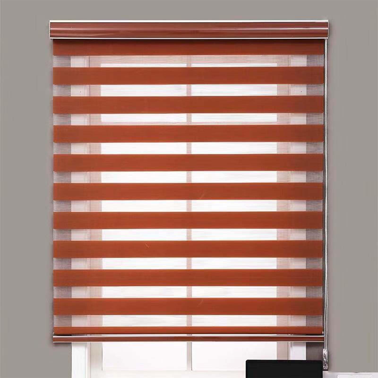 Gvqng Blackout Roller Blinds, Day and Night Zebra Roller Blind, Dual Layer Fabric Roller Shade, Curtains with Install Accessories, Sheer and Privacy Double Roller Blind,Brown,40xH120cm