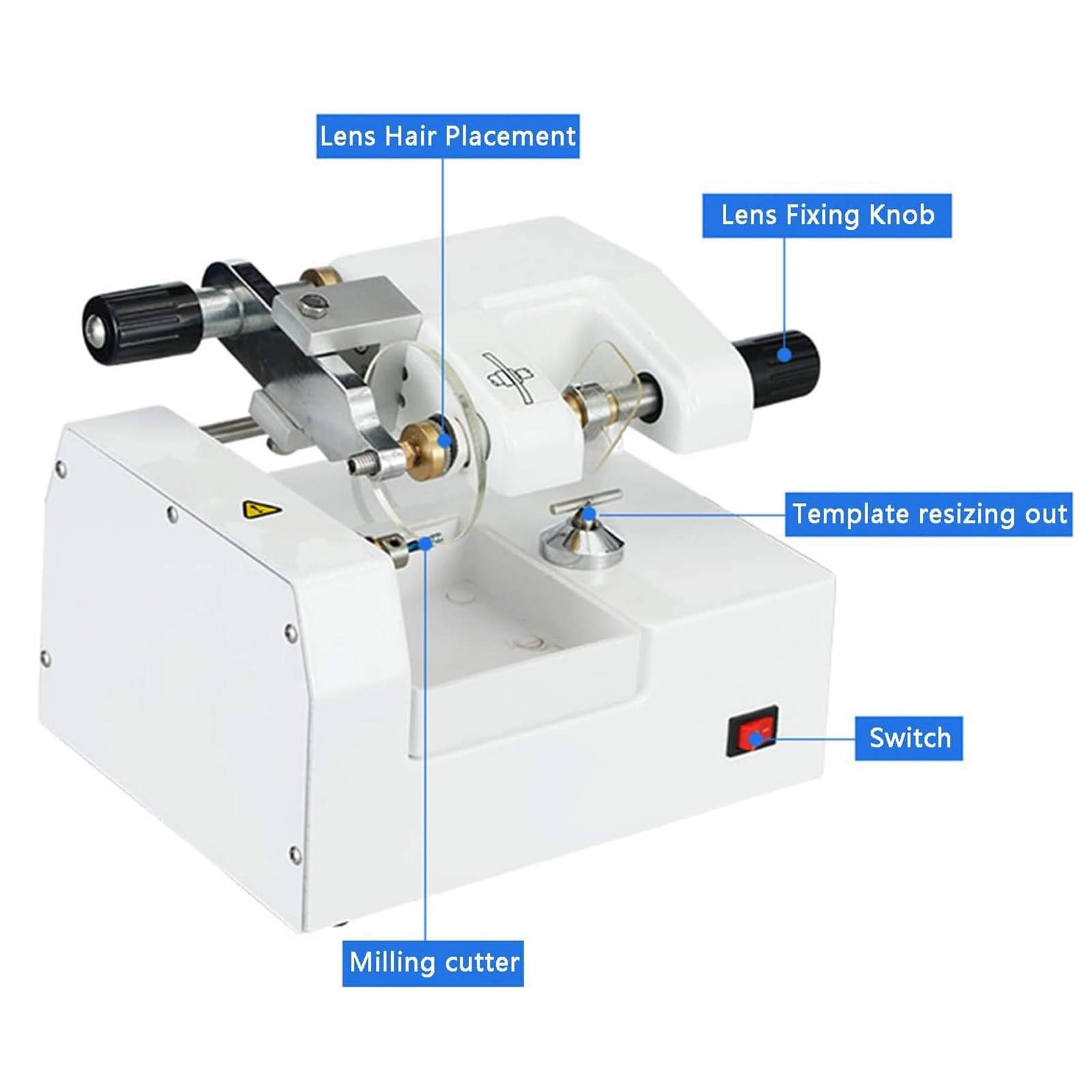 oiakus Optical Lens Cutting Machin, Lens Molding Machine, Glasses Processing Equipment with Rough-Grinding Function, Cutting Size Can Be Fine-Tuned, for Optical Shop, Optometry Training Centers