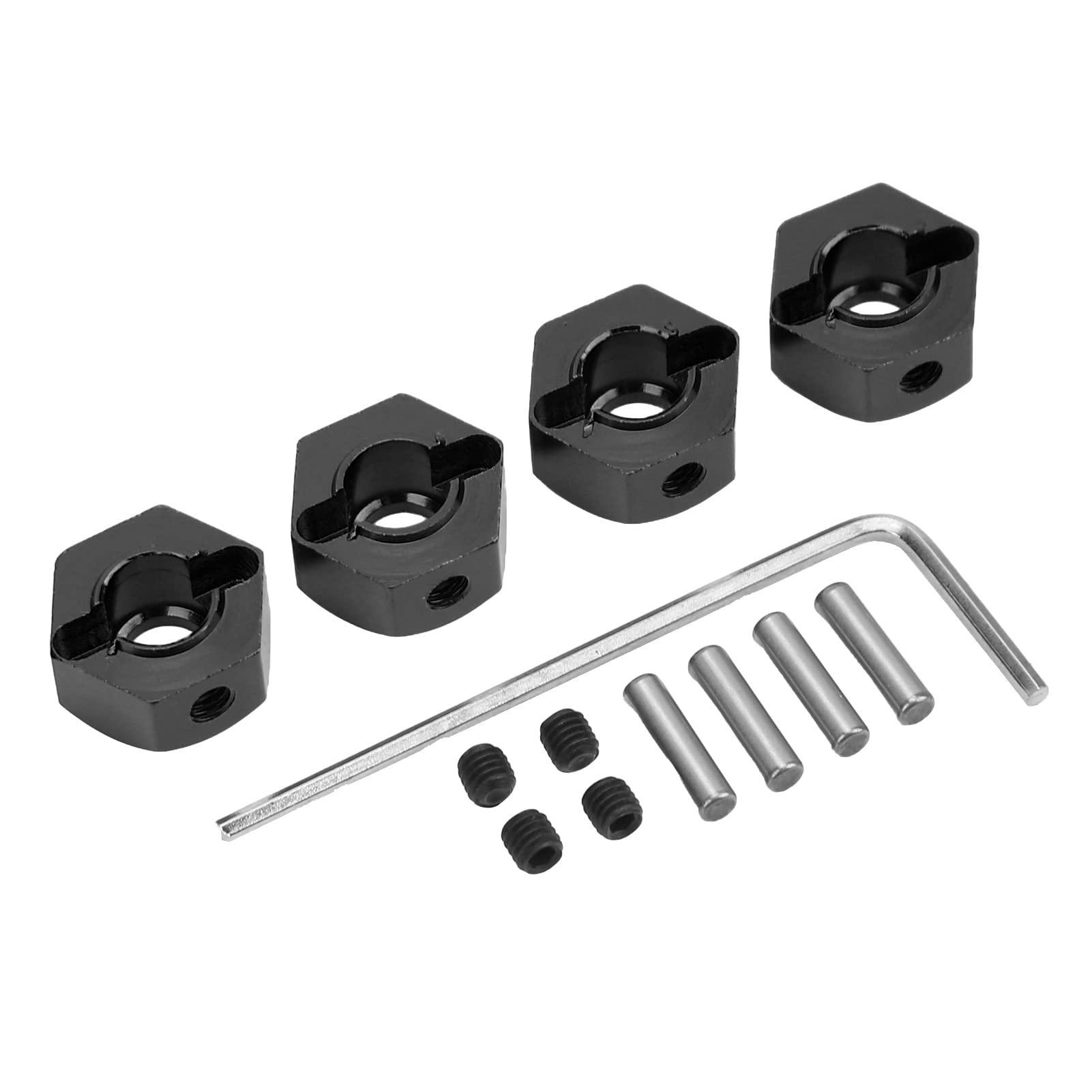 4 Pack Aluminum High Precision 12mm Hex Hub Nuts, RC Car Hex Hub Drive Adapter for RC Cars like 1/10 Senton (Black) - Image 2