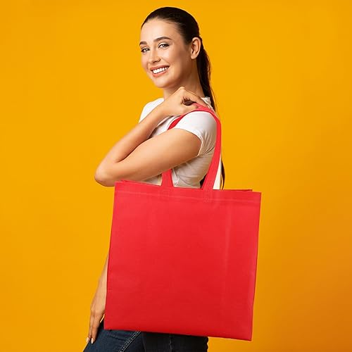 Miniatura 5 de Abbylike 150 bolsas de mano no tejidas grandes reutilizables a granel con asas, bolsas de mano portátiles para compras