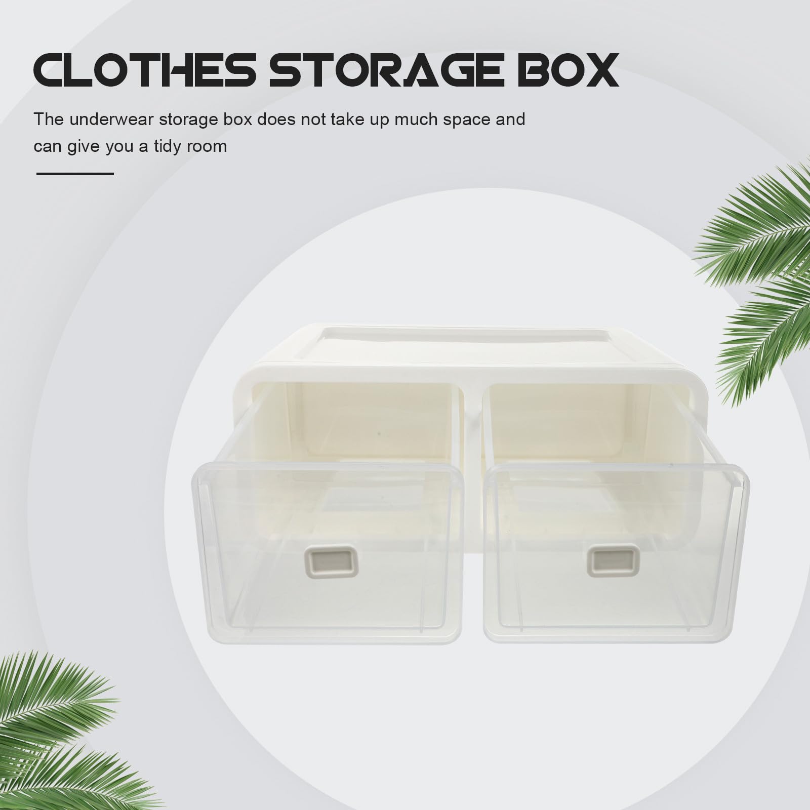 Boîte de Rangement en Pp à 2 Compartiments Tiroir Blanche Pratique et Commode pour Organiser L'armoire pour-vêtements et Chaussettes Chez Soi