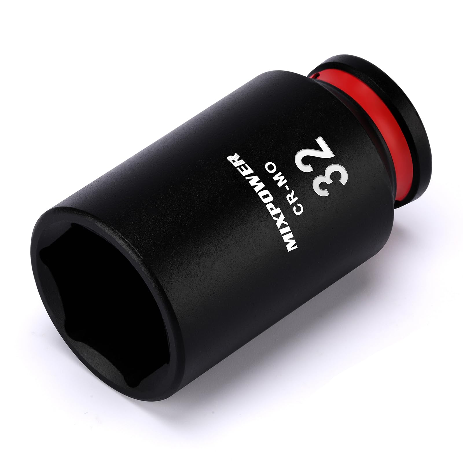 MIXPOWER 1/2" Drive Deep Impact Socket, CR-MO, 32mm, Metric, 6 Point, Axle Nut Impact Grade Socket for Easy Removal