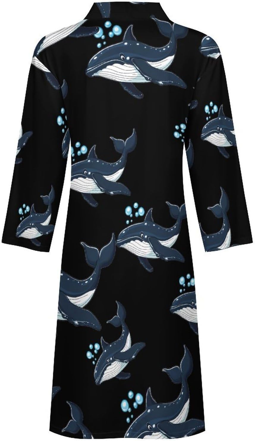 Humpback-whale Men's Robe Soft Bathrobe V Neck Loungewear Sleepwear Nightgown Dressing Gown