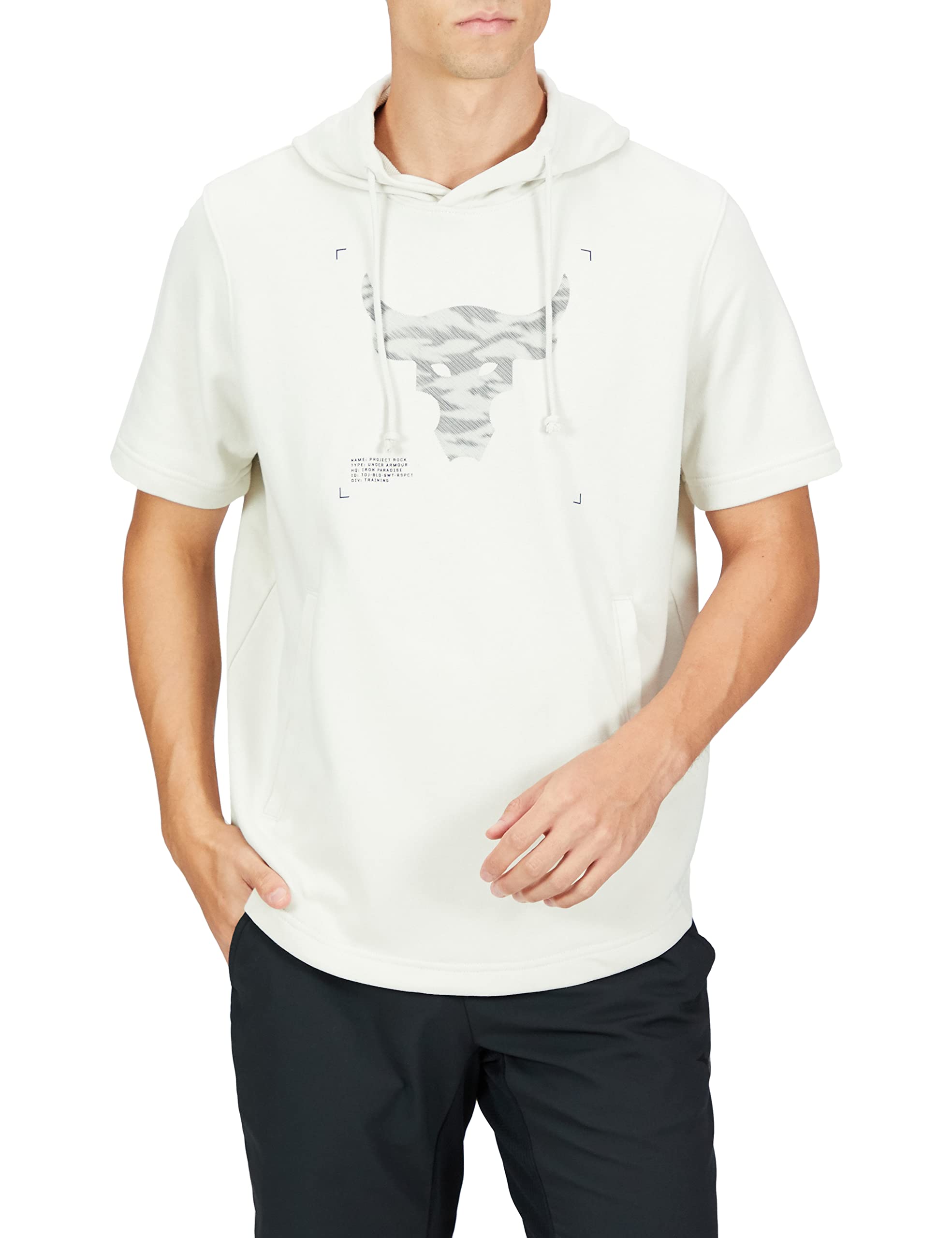 Mens Hoodie Project Rock Charged Cotton Short Sleeve Hoodie Under